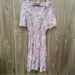 Bohee Wohee Paisley Peasant‎ Midi Dress | Size Large | Boho
